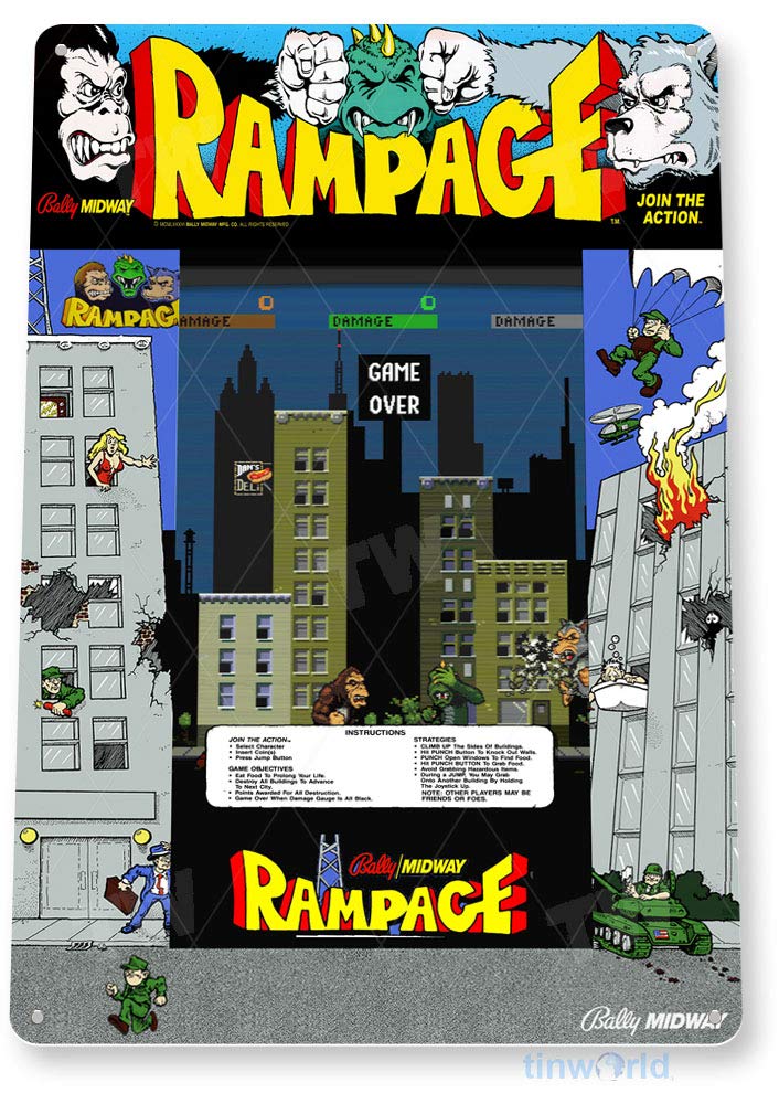 TIN SIGN Rampage Arcade Sign G - Gaming Console Shop review and price